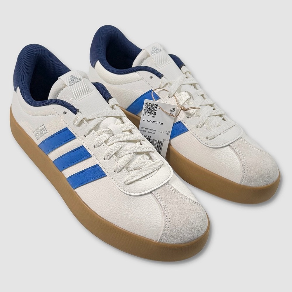 Adidas VL Court 3.0 Shoes / Sneakers - NEW Mens 13 Off White / Blue #49118-OFCL - Picture 2 of 5